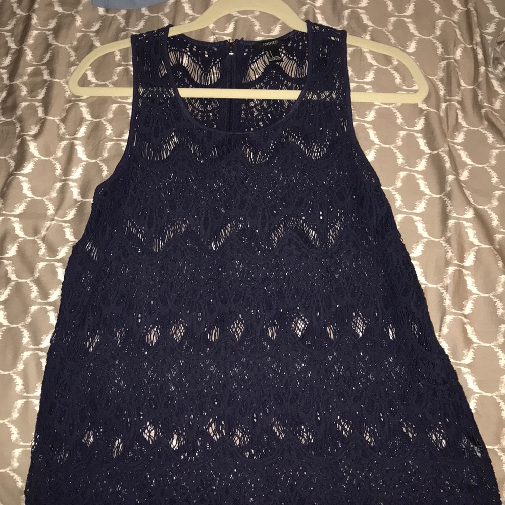 Blue tank top lace